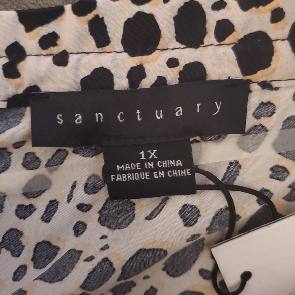 Sanctuary Leopard Print Sleeve Blouse Size XL - Picture 4 of 5